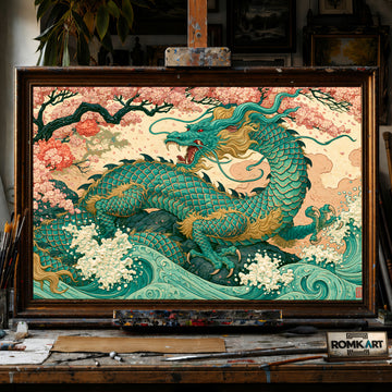 Japanese Dragon hand-painted oil painting on canvas