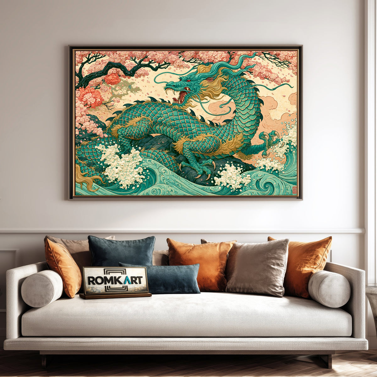 Japanese Dragon Fantasy Oil Painting - image 4