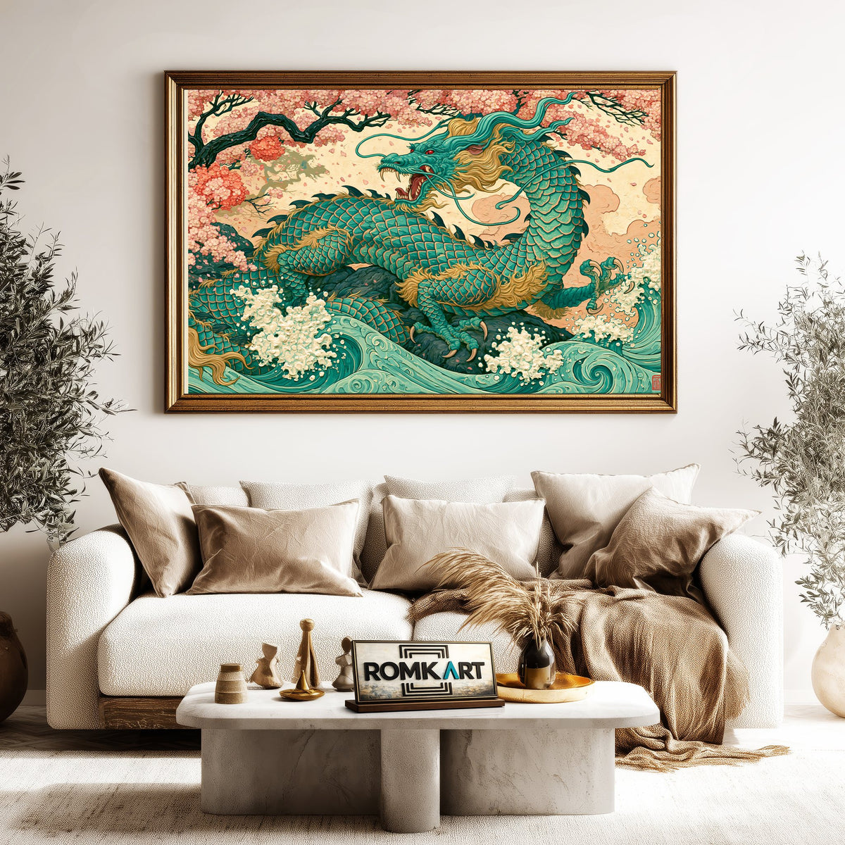 Japanese Dragon Fantasy Oil Painting - image 5