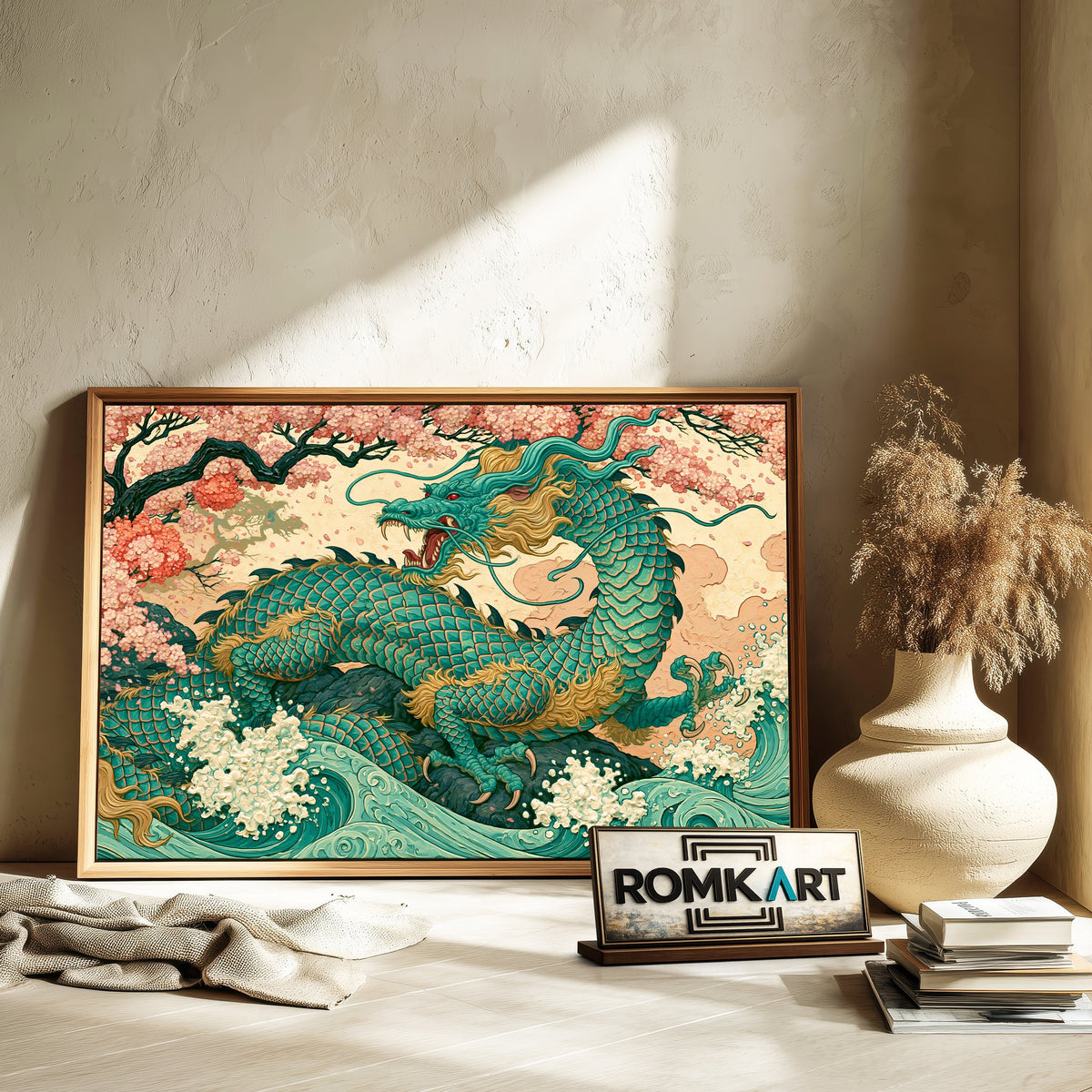 Japanese Dragon Fantasy Oil Painting - image 6