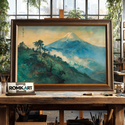 Japanese Fighter Plane on Mount Fuji Fighter Aircraft Oil Painting - image 2