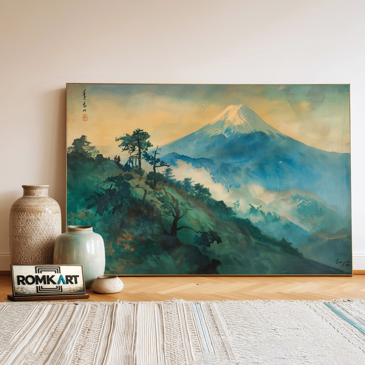 Japanese Fighter Plane on Mount Fuji Fighter Aircraft Oil Painting - image 3