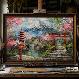 Japanese Garden Art hand-painted oil painting on canvas