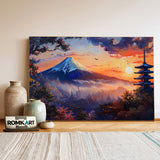 Japanese Landscape During Sunset Asian Art Oil Painting - image 3