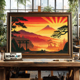 Japanese Minimalist Sunset Asian Art Oil Painting - image 2