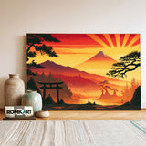 Japanese Minimalist Sunset Asian Art Oil Painting - image 3