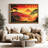 Japanese Minimalist Sunset Asian Art Oil Painting - image 5