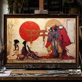 Japanese Samurai and Geishas hand-painted oil painting on canvas