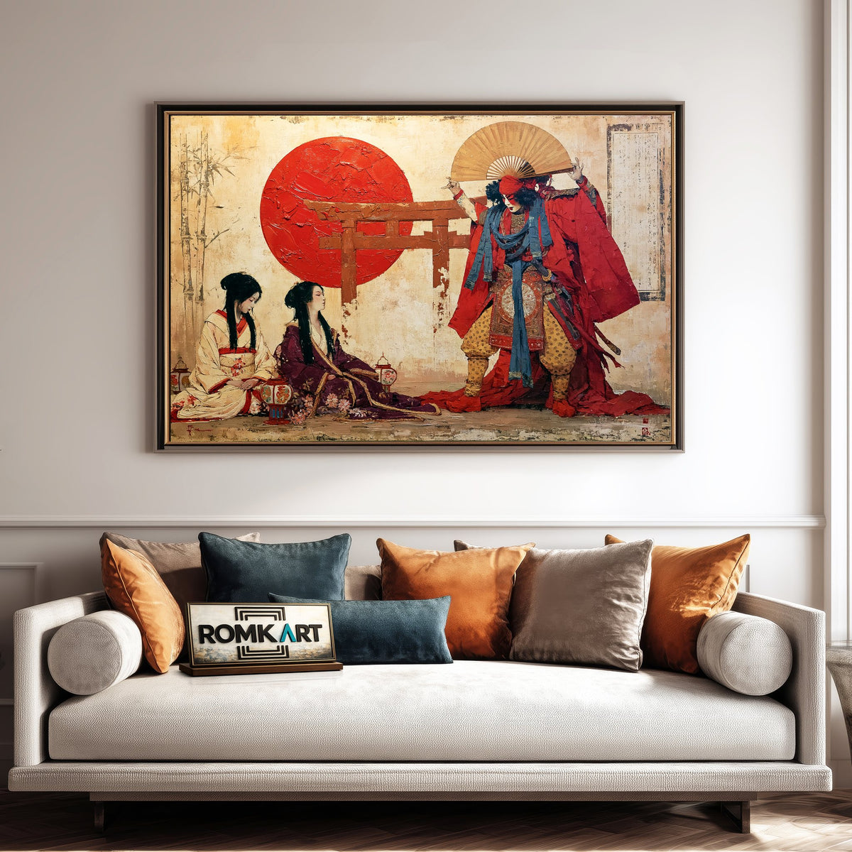 Japanese Samurai and Geishas Asian Art Oil Painting - image 4