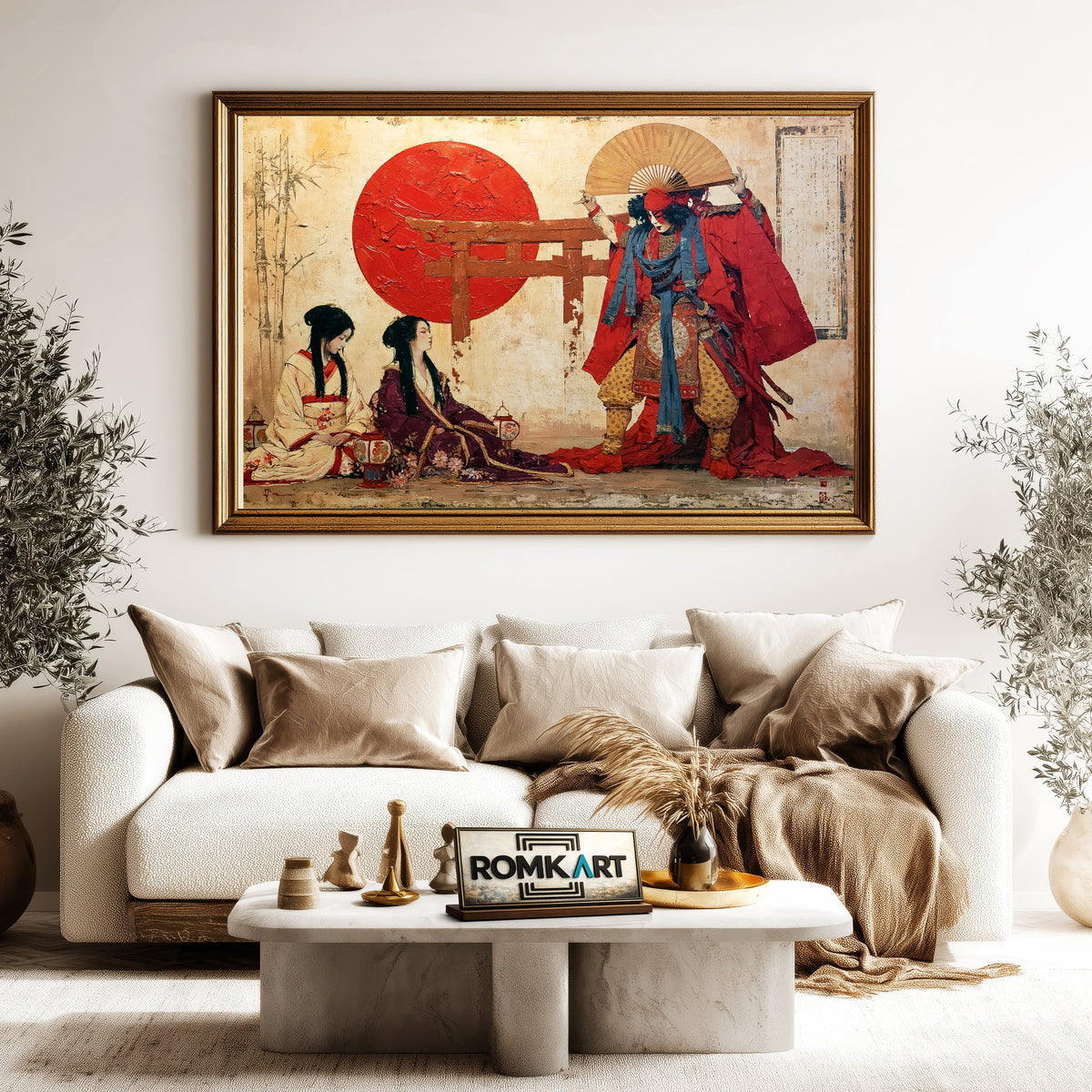 Japanese Samurai and Geishas Asian Art Oil Painting - image 5
