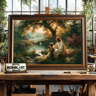 Jesus and The Child Christian Oil Painting - image 2