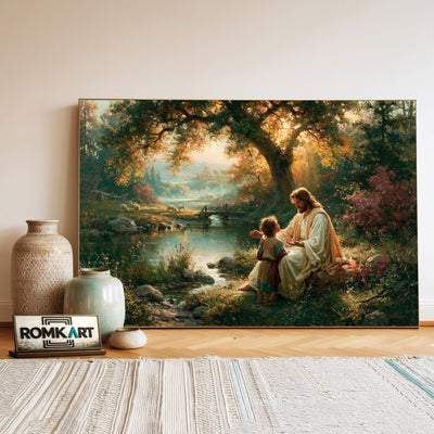 Jesus and The Child Christian Oil Painting - image 3