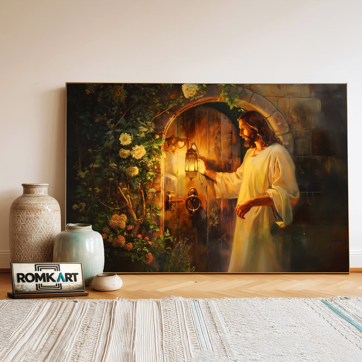 Jesus Christ knocking the Door Christian Oil Painting - image 3