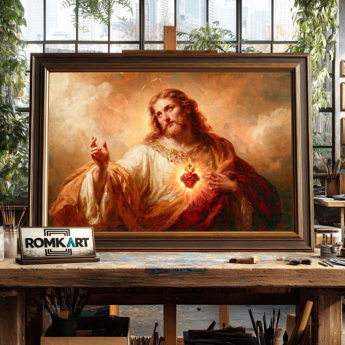 Jesus inspired by Sacred Heart Christian Oil Painting - image 2