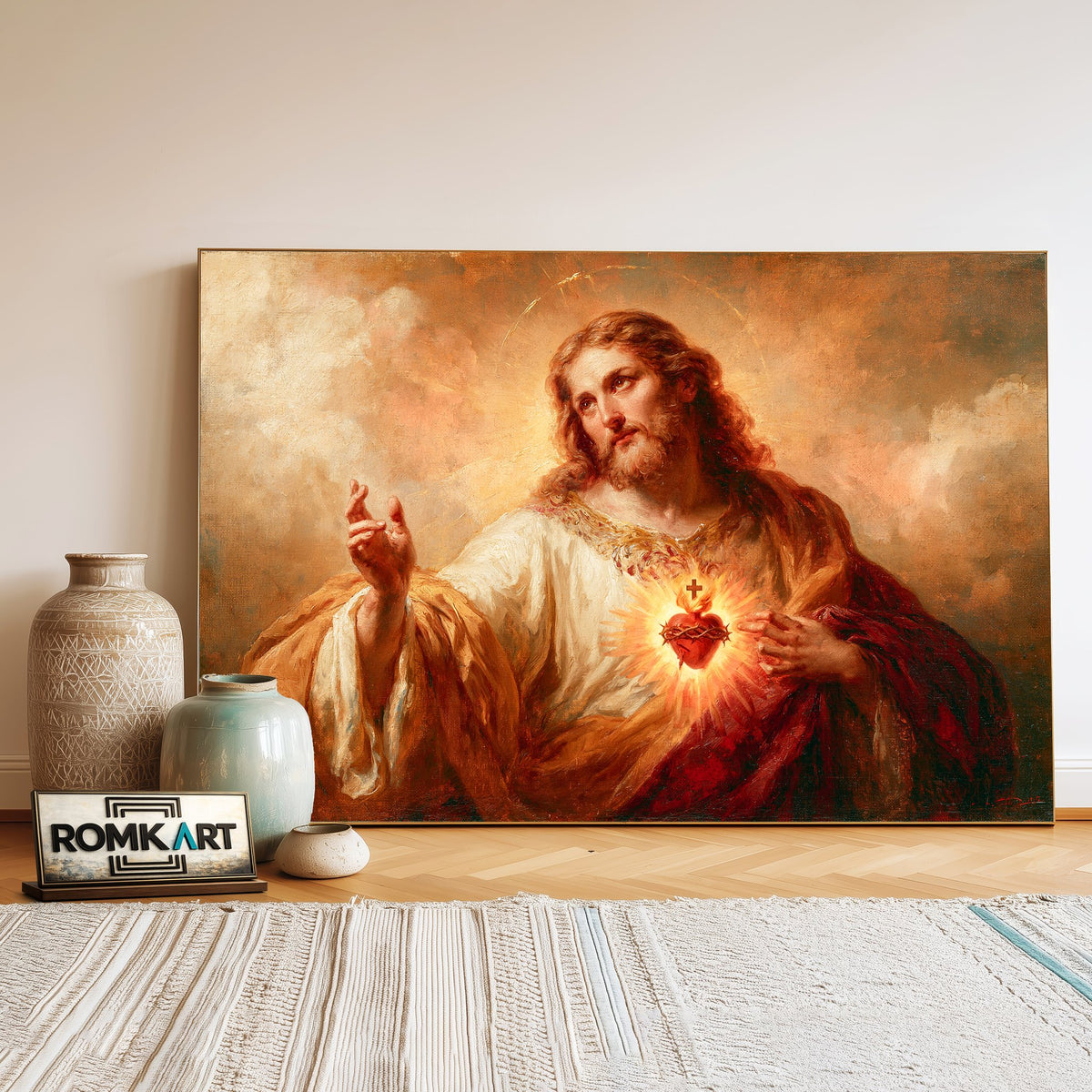 Jesus inspired by Sacred Heart Christian Oil Painting - image 3
