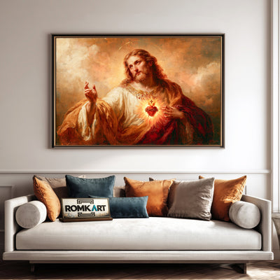 Jesus inspired by Sacred Heart Christian Oil Painting - image 4