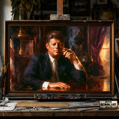 John F. Kennedy hand-painted oil painting on canvas