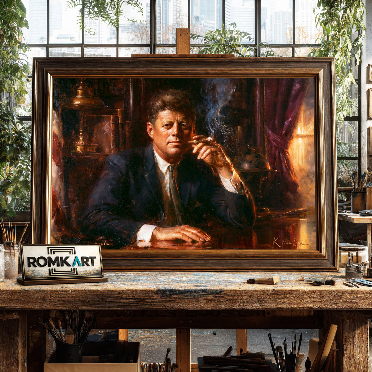 John F. Kennedy Presidential Portrait Oil Painting - image 2
