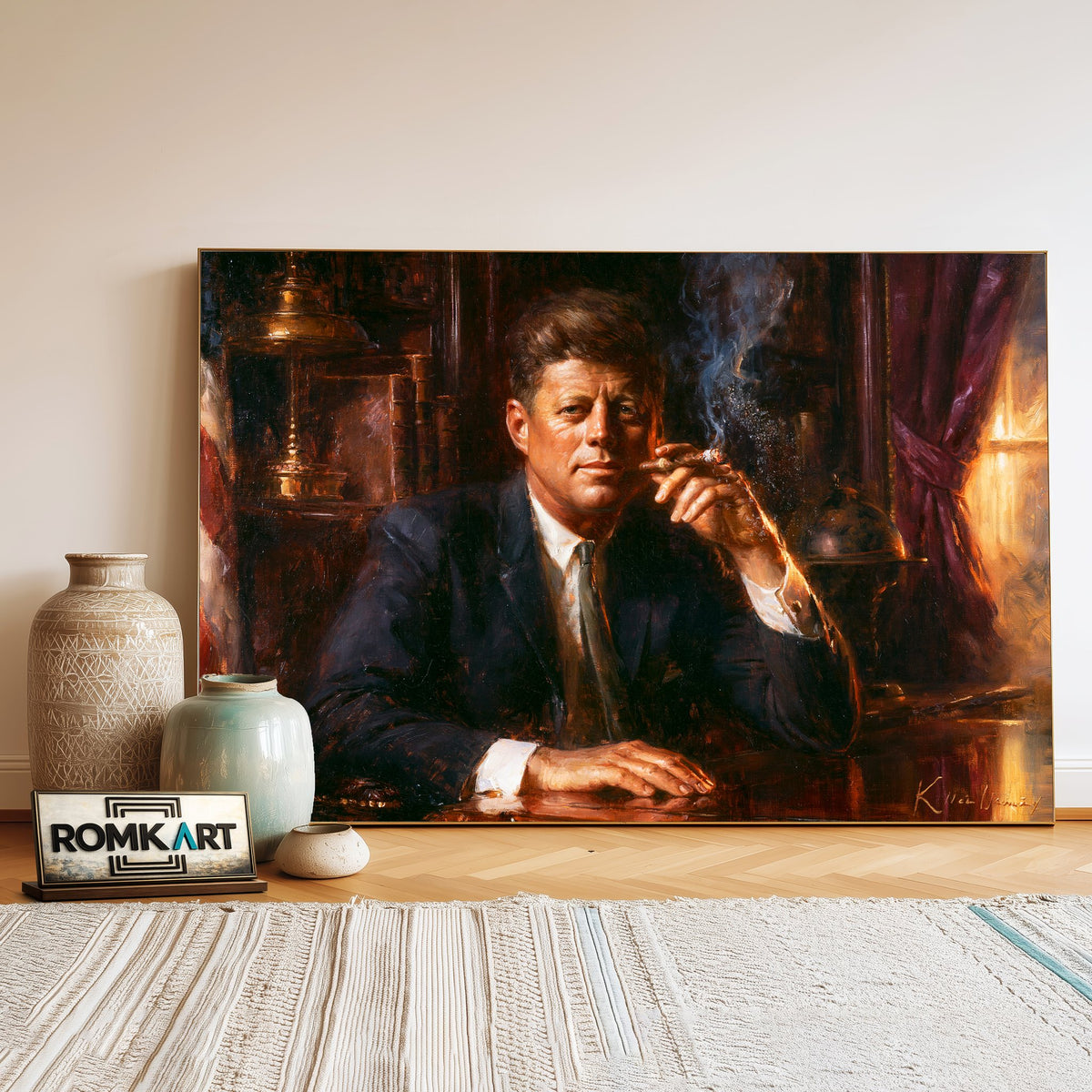 John F. Kennedy Presidential Portrait Oil Painting - image 3