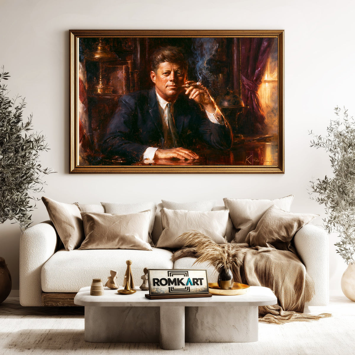 John F. Kennedy Presidential Portrait Oil Painting - image 5