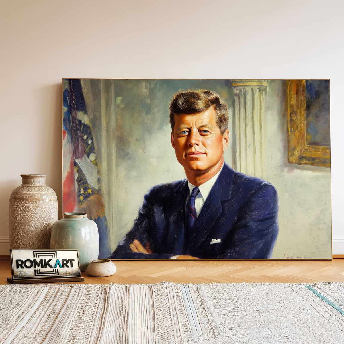 John F. Kennedy President Presidential Portrait Oil Painting - image 3