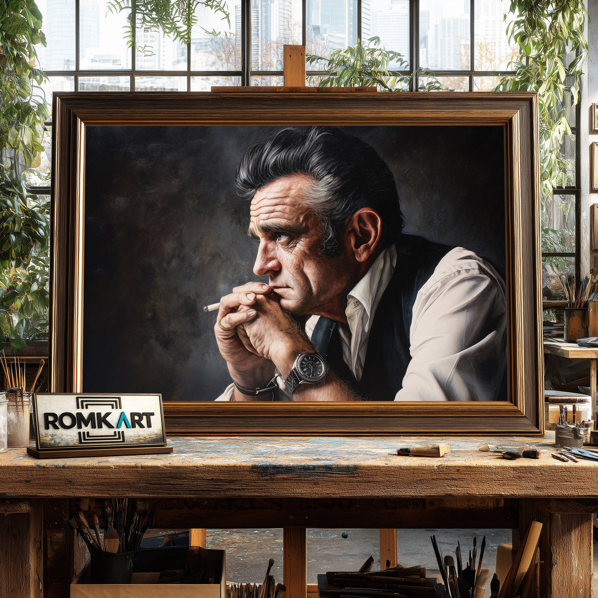 Johnny Cash Music Oil Painting - image 2