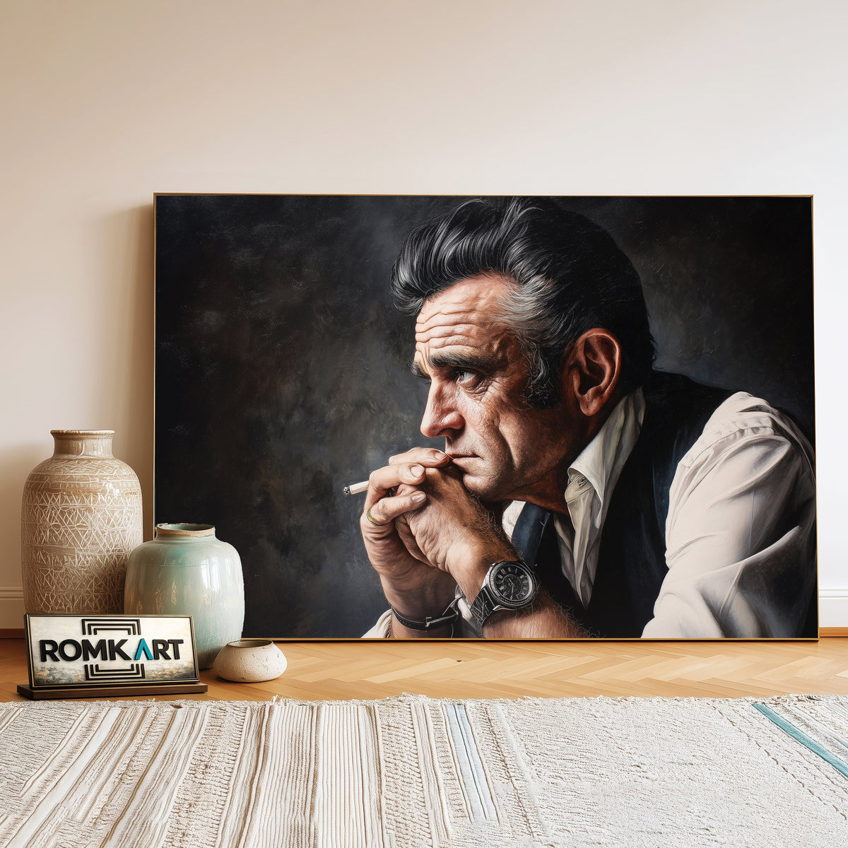 Johnny Cash Music Oil Painting - image 3