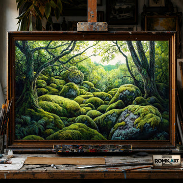 Jungle Forest Moss hand-painted oil painting on canvas