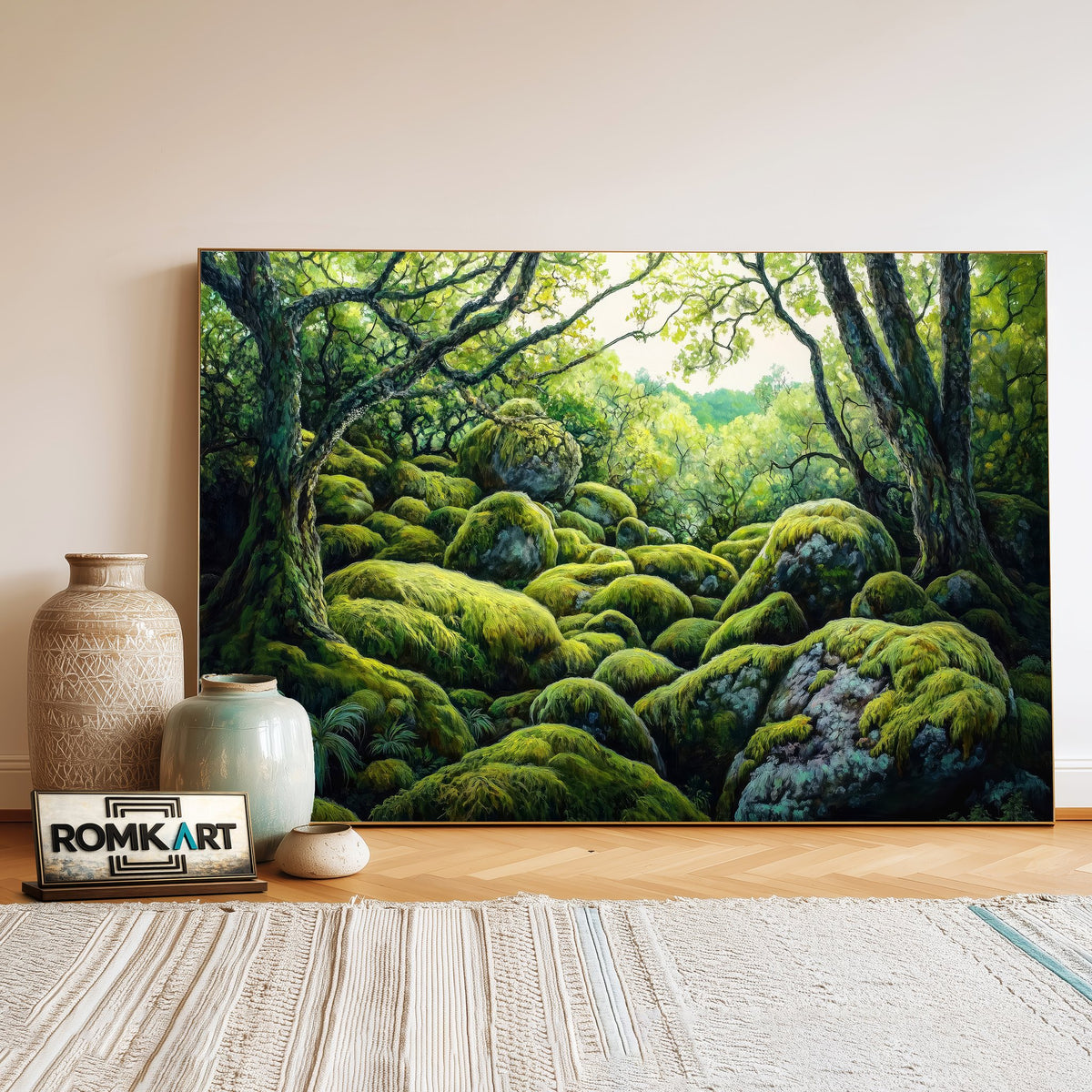 Jungle Forest Moss Forest Landscape Oil Painting - image 3