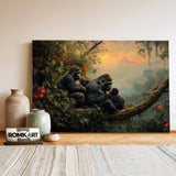 Jungle Gorillas Forest Landscape Oil Painting - image 3