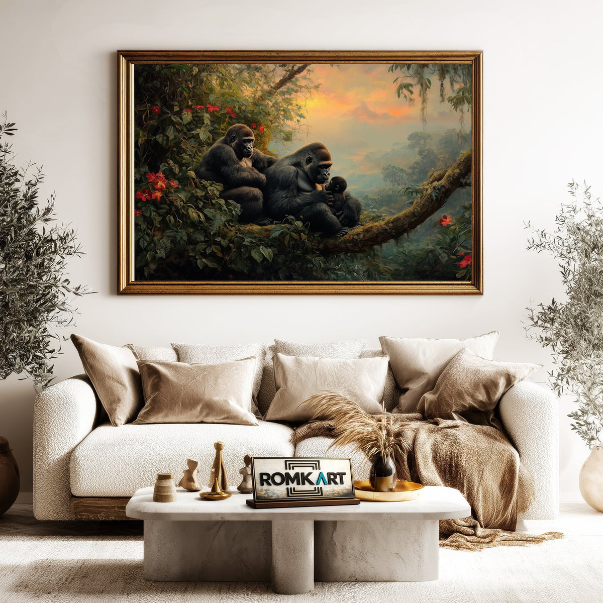 Jungle Gorillas Forest Landscape Oil Painting - image 5