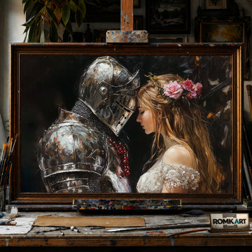 Knight and Women hand-painted oil painting on canvas