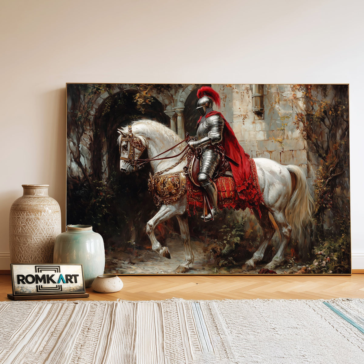 Knight in Shining Armor Historical Oil Painting - image 3