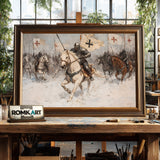Knights Charging on Snow Battlefield Historical Oil Painting - image 2