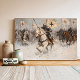 Knights Charging on Snow Battlefield Historical Oil Painting - image 3