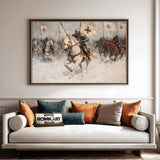 Knights Charging on Snow Battlefield Historical Oil Painting - image 4