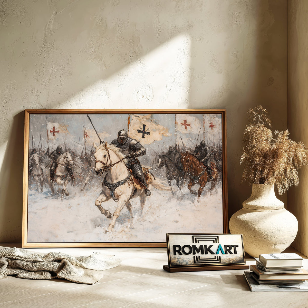 Knights Charging on Snow Battlefield Historical Oil Painting - image 6