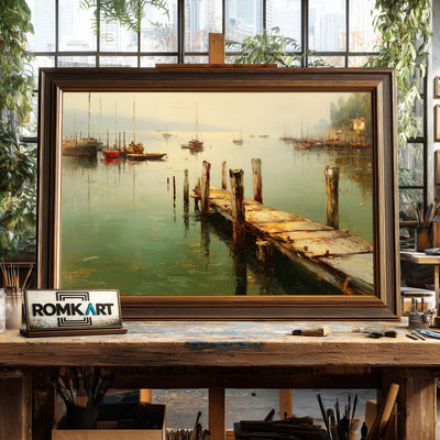 Lakeside Harbor Oil Painting - image 2