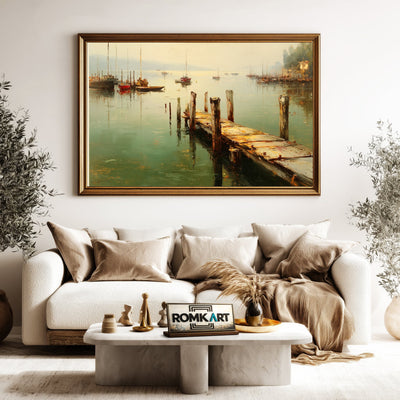 Lakeside Harbor Oil Painting - image 5
