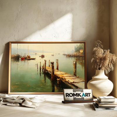 Lakeside Harbor Oil Painting - image 6