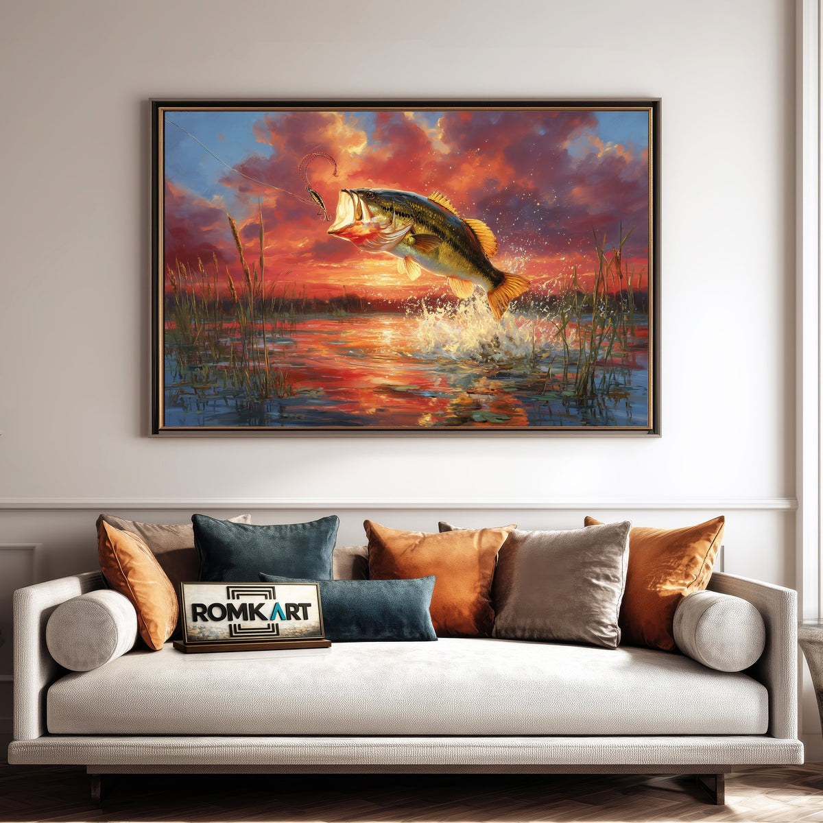 Largemouth Bass Fishing Sports Oil Painting - image 4