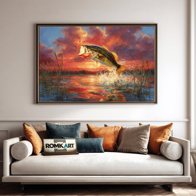 Largemouth Bass Fishing Sports Oil Painting - image 4
