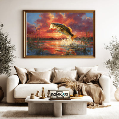 Largemouth Bass Fishing Sports Oil Painting - image 5