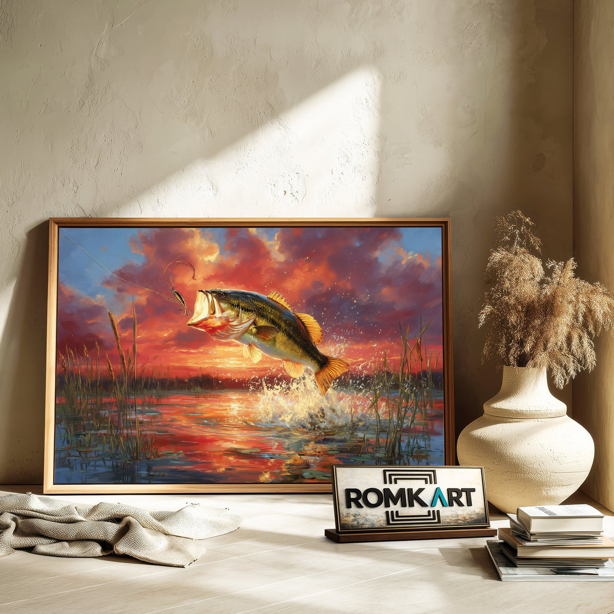 Largemouth Bass Fishing Sports Oil Painting - image 6