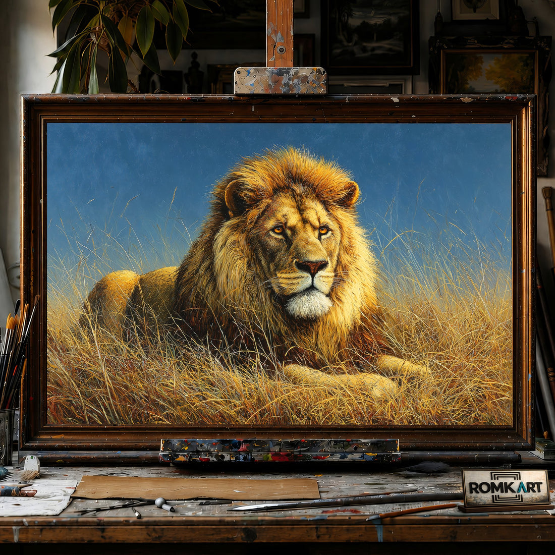 Lion King Majestic - Hand-Painted Oil Painting - View 1