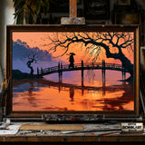 Lonely Samurai Silhouette hand-painted oil painting on canvas