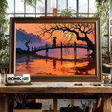 Lonely Samurai Silhouette Historical Oil Painting - image 2