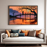Lonely Samurai Silhouette Historical Oil Painting - image 4