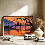 Lonely Samurai Silhouette Historical Oil Painting - image 6