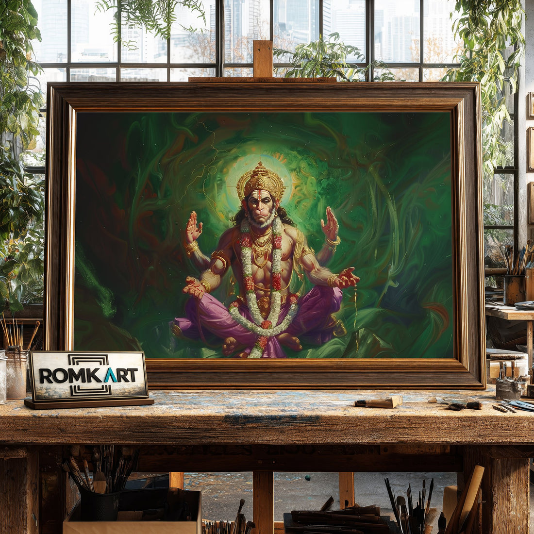 Lord Hanuman hand-painted oil painting on canvas